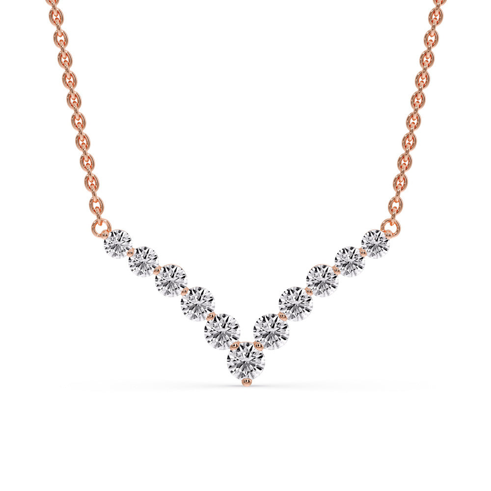 Round Graduated V-Necklace Fascinating Diamonds