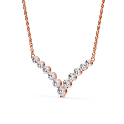 Round Graduated V-Necklace Fascinating Diamonds