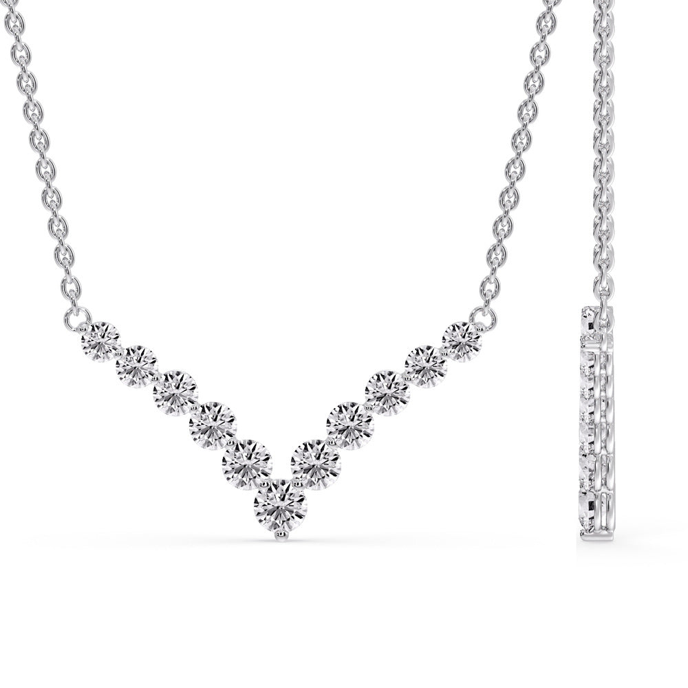 Round Graduated V-Necklace Fascinating Diamonds