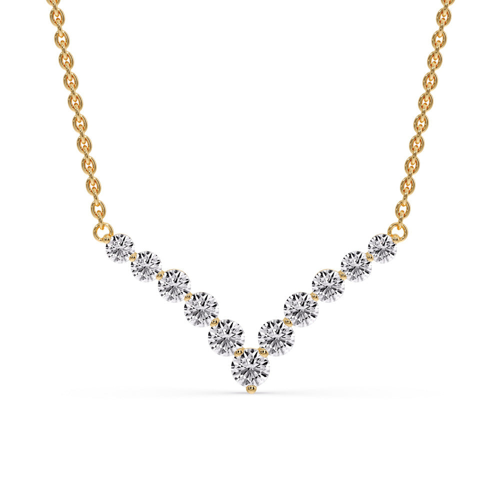 Round Graduated V-Necklace Fascinating Diamonds