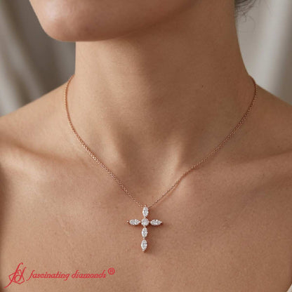 1 Ct. Marquise Diamond Cross Pendant Fascinating Diamonds