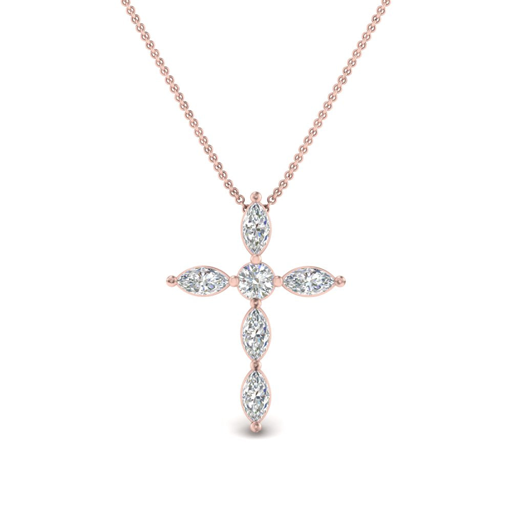 1 Ct. Marquise Diamond Cross Pendant Fascinating Diamonds