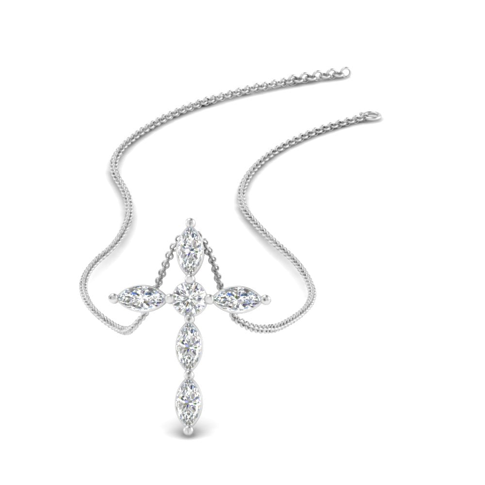 1 Ct. Marquise Diamond Cross Pendant Fascinating Diamonds