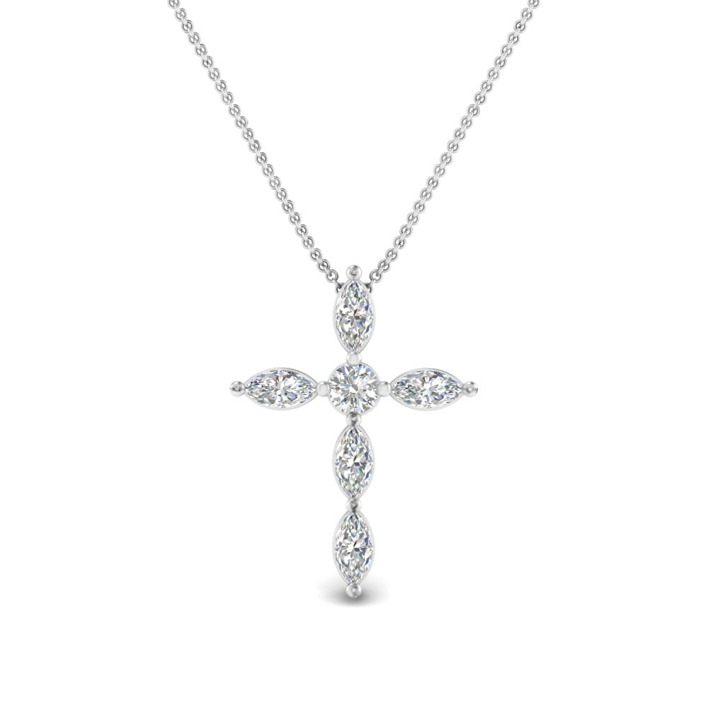 1 Ct. Marquise Diamond Cross Pendant Fascinating Diamonds