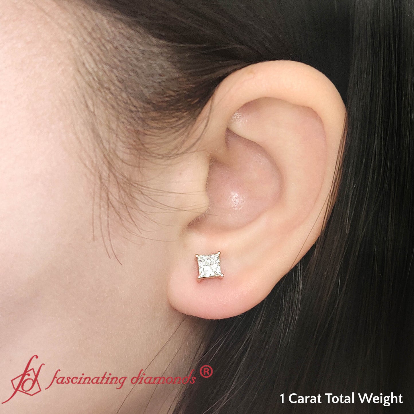 Princess Cut Diamond Stud Earring Fascinating Diamonds