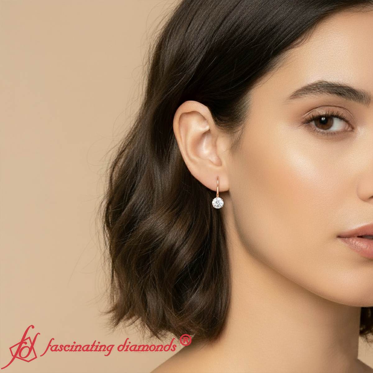 1 Carat Round Diamond Lever Back Earrings Fascinating Diamonds