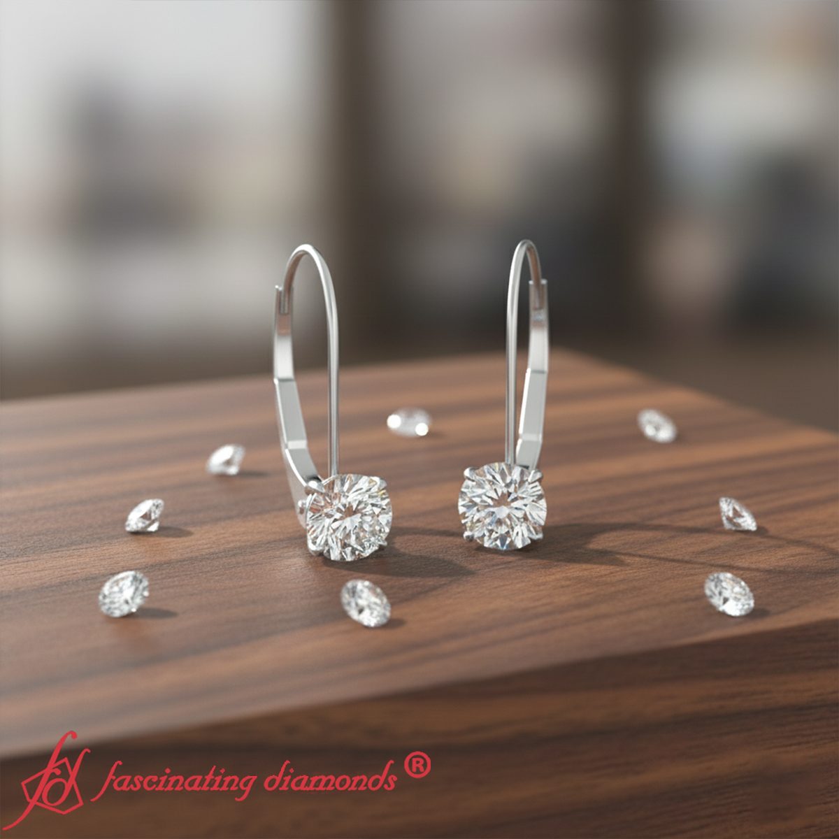 1 Carat Round Diamond Lever Back Earrings Fascinating Diamonds