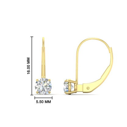 1 Carat Round Diamond Lever Back Earrings Fascinating Diamonds