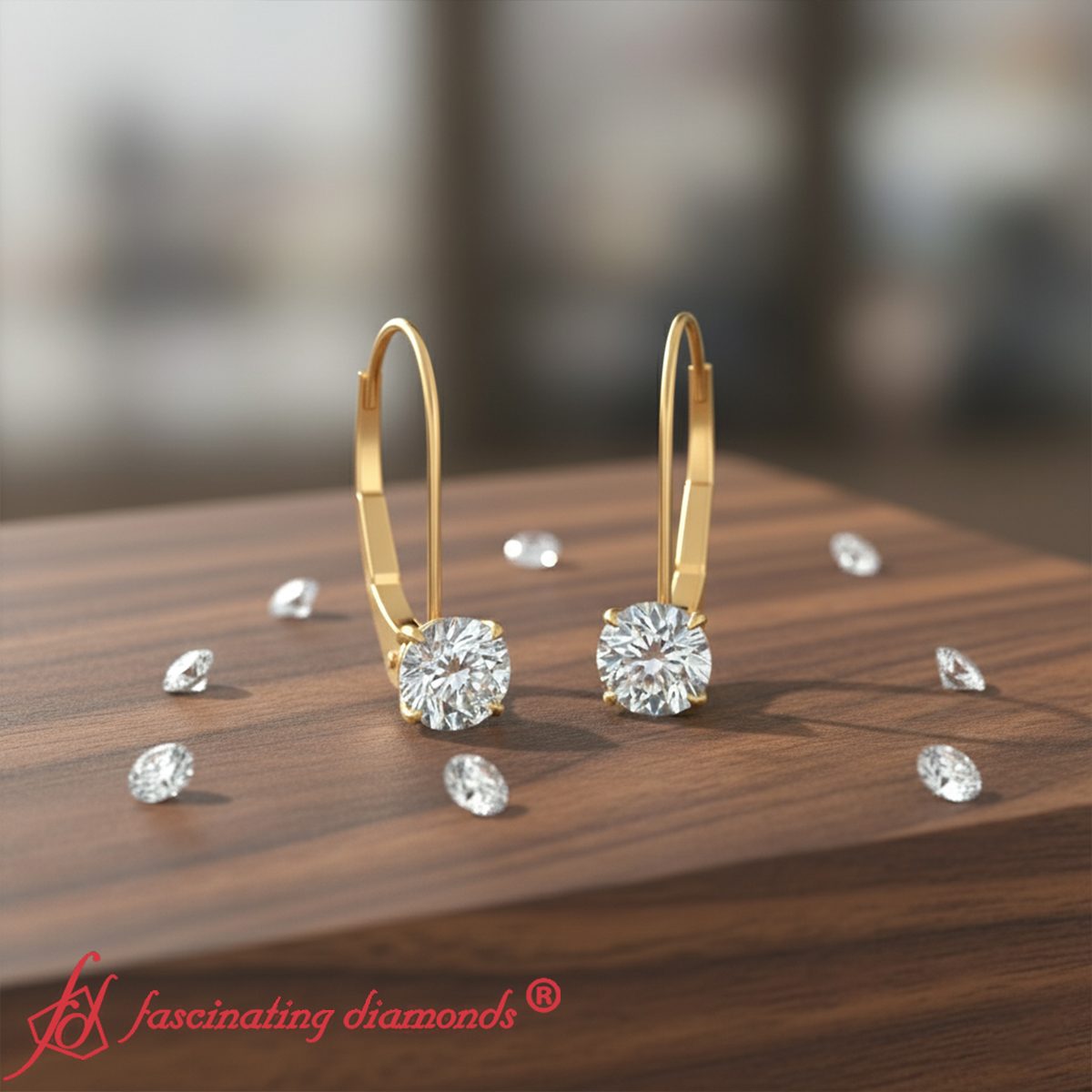 1 Carat Round Diamond Lever Back Earrings Fascinating Diamonds