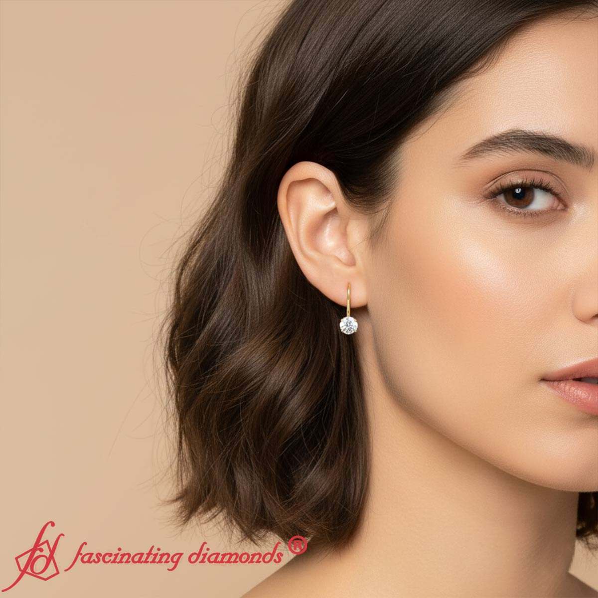 1 Carat Round Diamond Lever Back Earrings Fascinating Diamonds