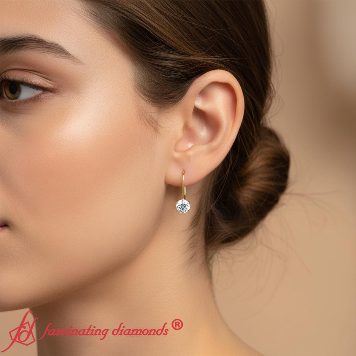 1 Carat Round Diamond Lever Back Earrings Fascinating Diamonds
