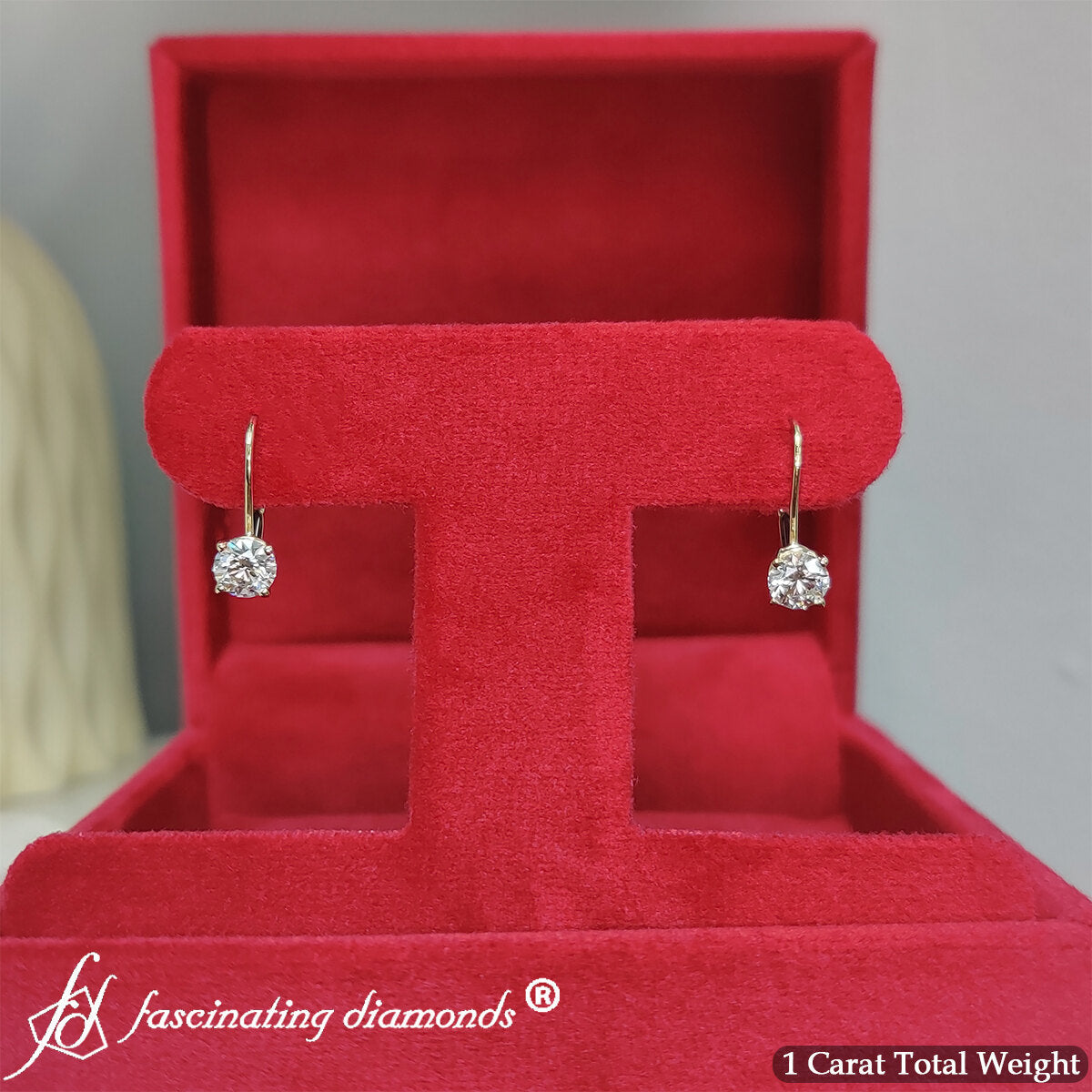 1 Carat Round Diamond Lever Back Earrings Fascinating Diamonds
