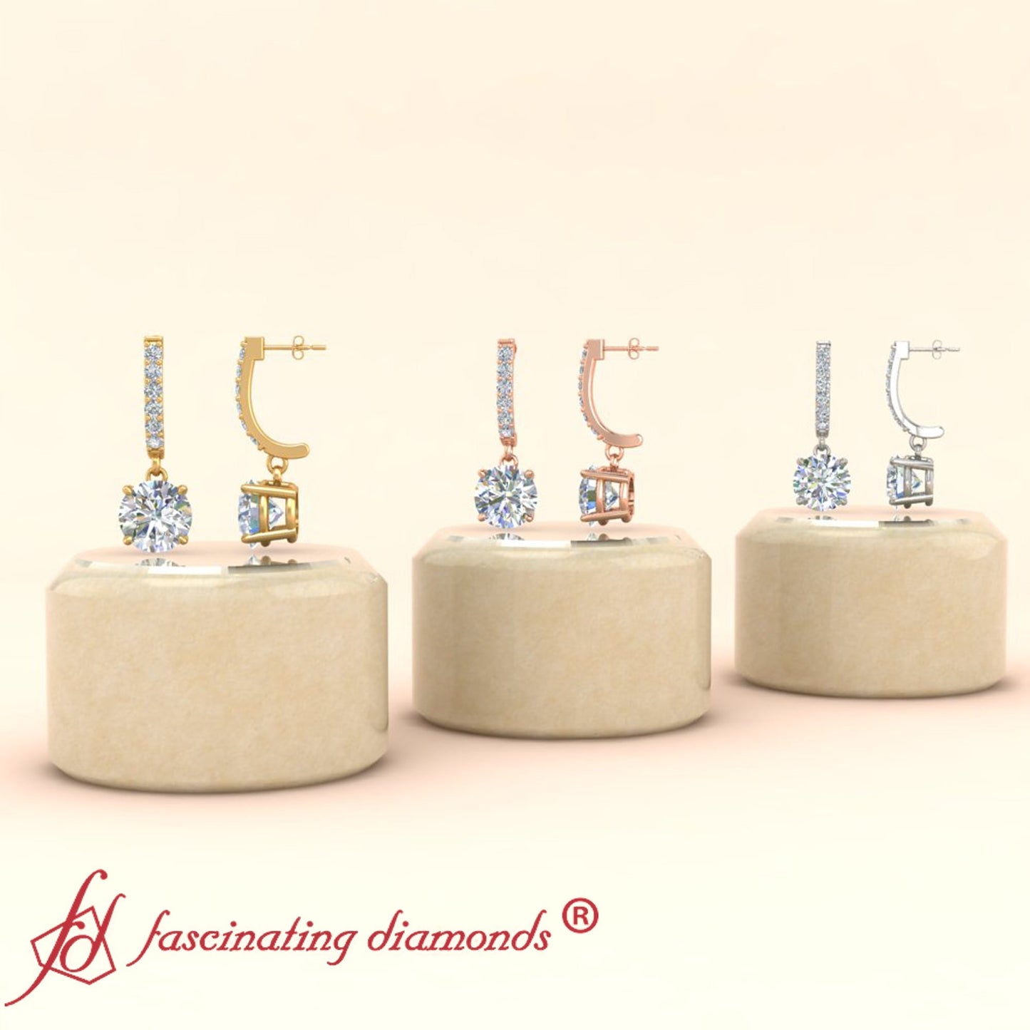 1 Carat Solitaire Diamond Drop Earrings Fascinating Diamonds