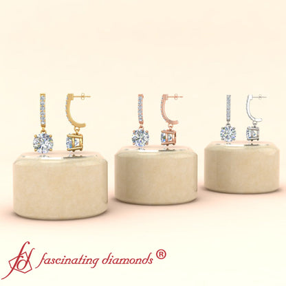1 Carat Solitaire Diamond Drop Earrings Fascinating Diamonds