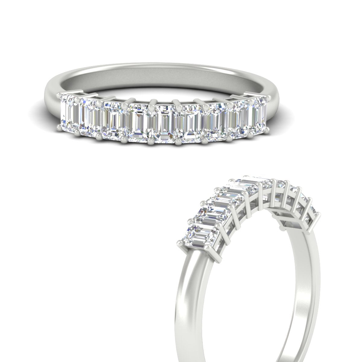 1 Carat Nine Stone Emerald Cut Wedding Band Fascinating Diamonds