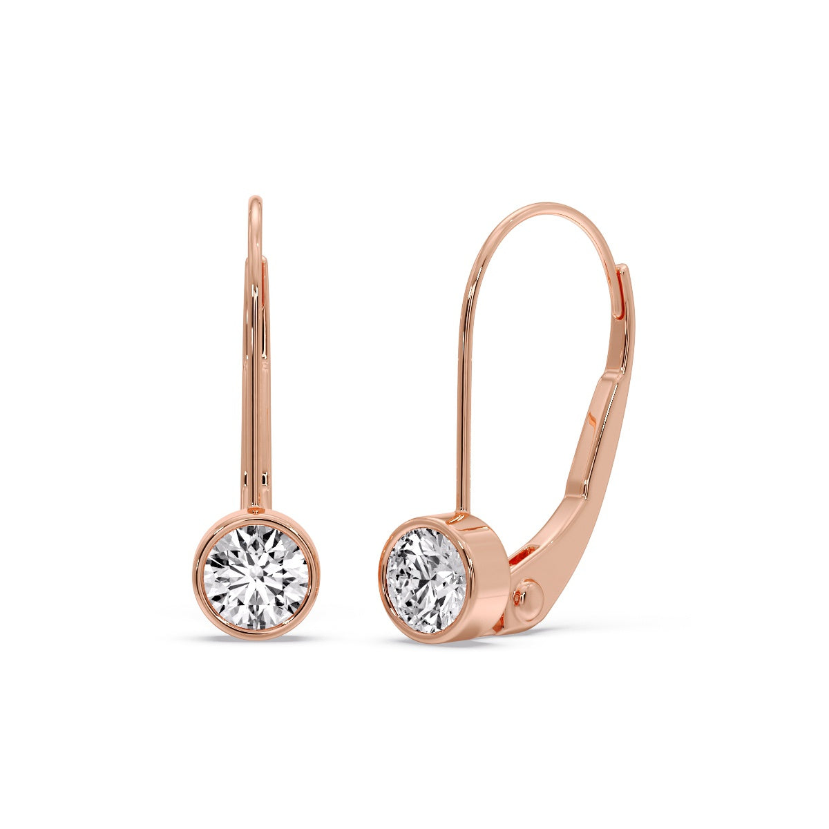 Lever Back Bezel Set Round Diamond Earrings Fascinating Diamonds