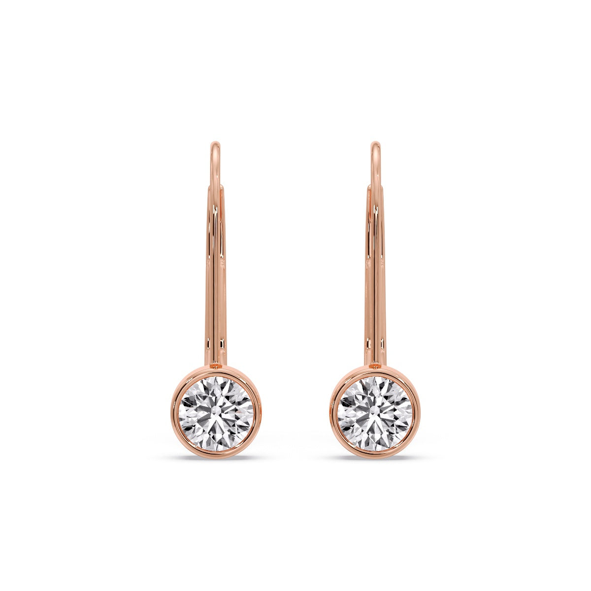 Lever Back Bezel Set Round Diamond Earrings Fascinating Diamonds