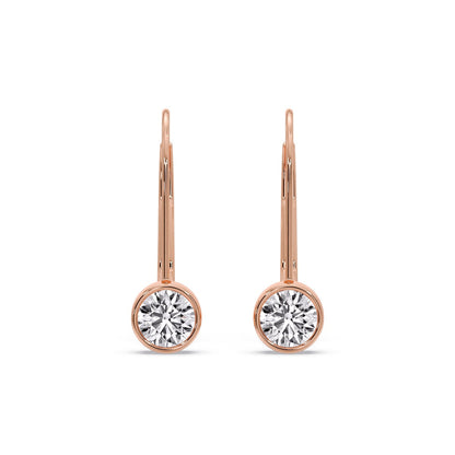 Lever Back Bezel Set Round Diamond Earrings Fascinating Diamonds