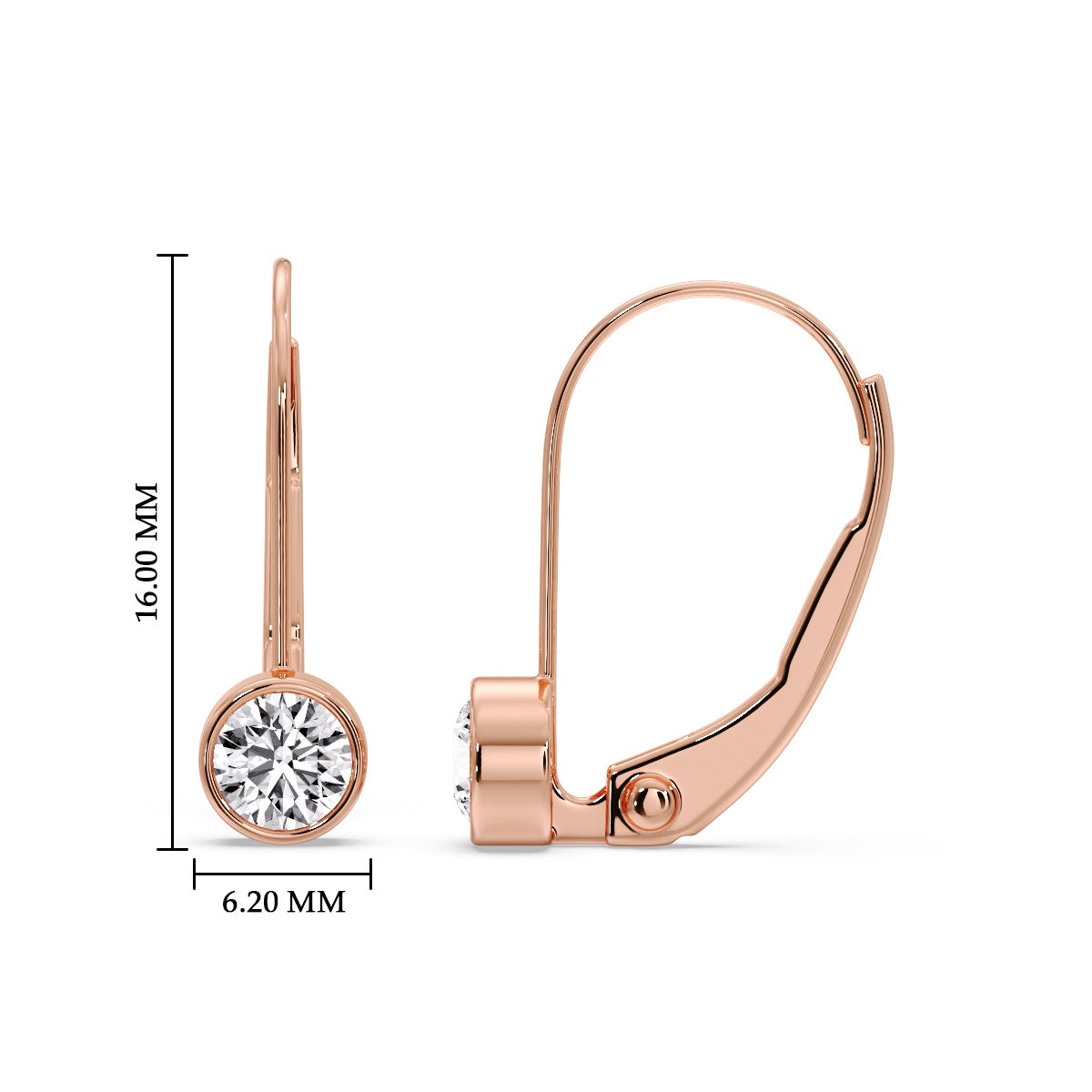 Lever Back Bezel Set Round Diamond Earrings Fascinating Diamonds