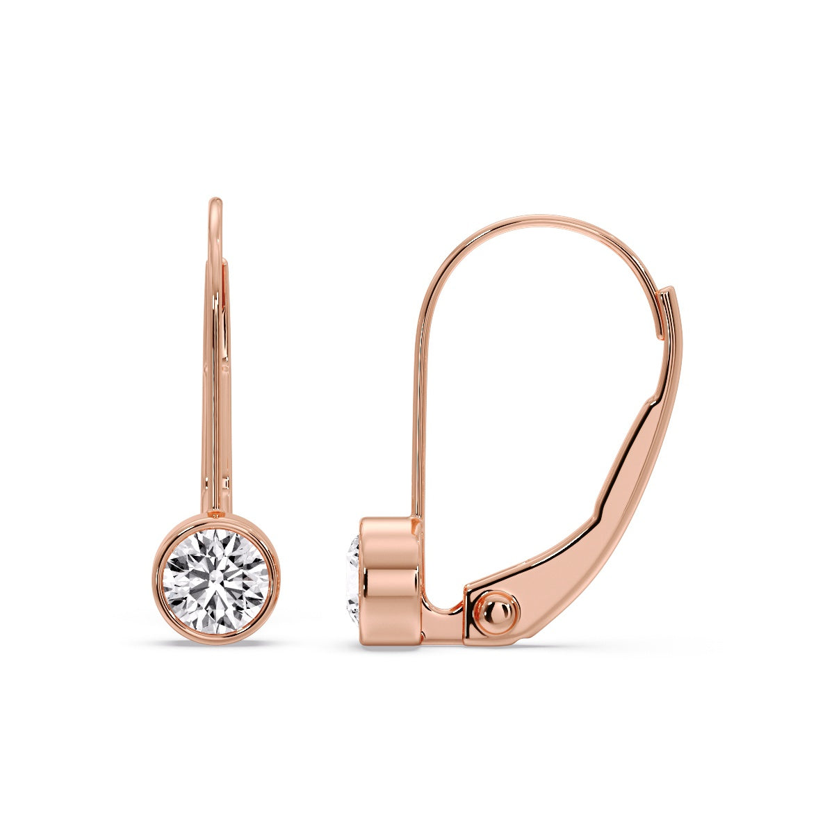 Lever Back Bezel Set Round Diamond Earrings Fascinating Diamonds