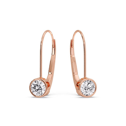 Lever Back Bezel Set Round Diamond Earrings Fascinating Diamonds