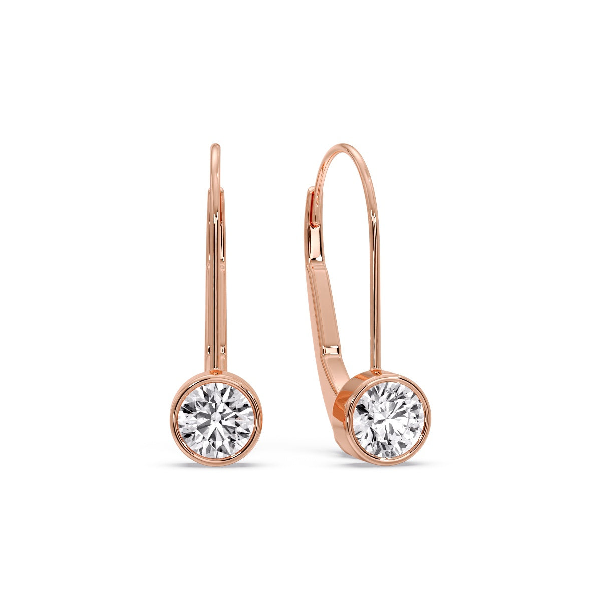 Lever Back Bezel Set Round Diamond Earrings Fascinating Diamonds