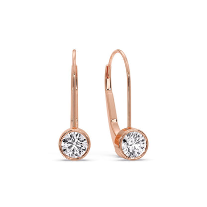 Lever Back Bezel Set Round Diamond Earrings Fascinating Diamonds