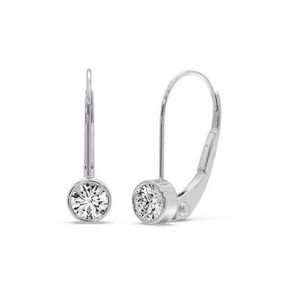 Lever Back Bezel Set Round Diamond Earrings Fascinating Diamonds