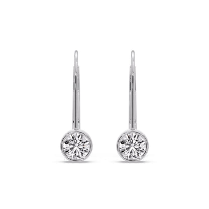 Lever Back Bezel Set Round Diamond Earrings Fascinating Diamonds
