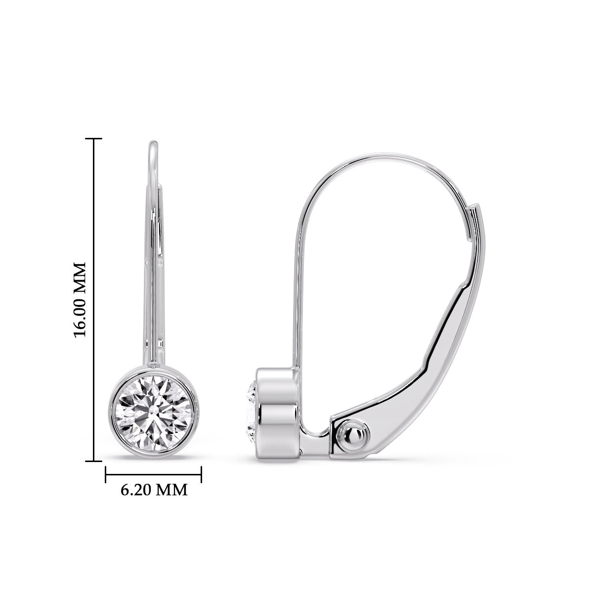 Lever Back Bezel Set Round Diamond Earrings Fascinating Diamonds