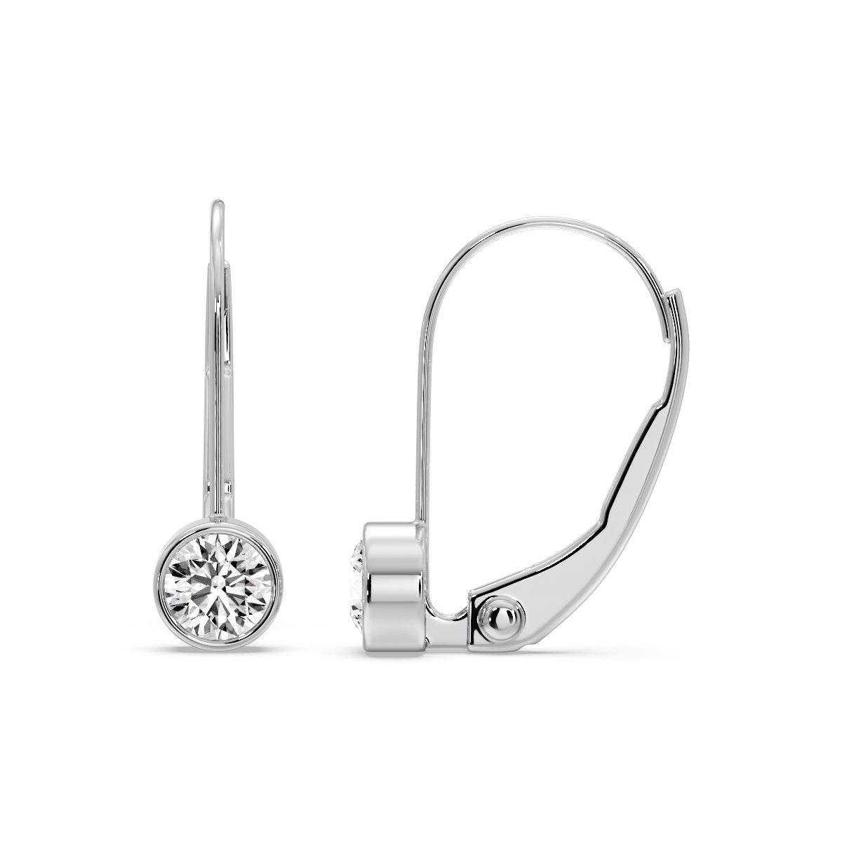 Lever Back Bezel Set Round Diamond Earrings Fascinating Diamonds
