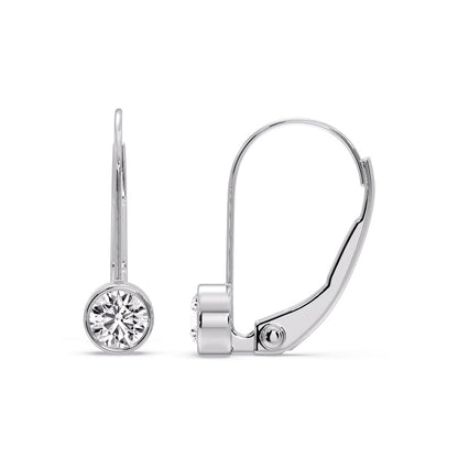Lever Back Bezel Set Round Diamond Earrings Fascinating Diamonds