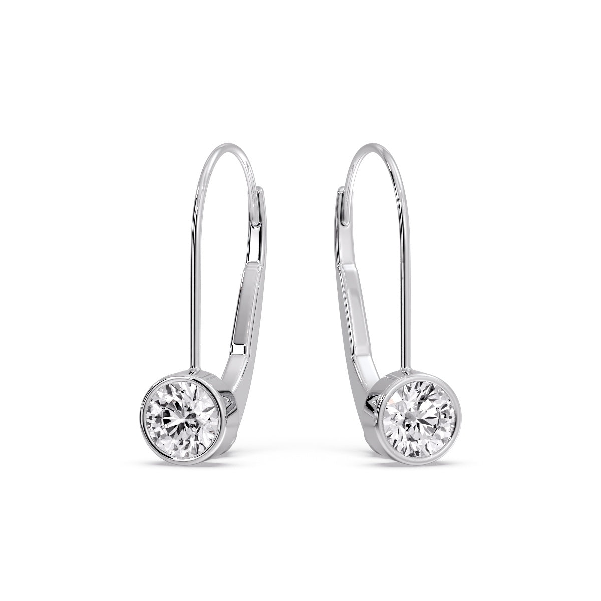 Lever Back Bezel Set Round Diamond Earrings Fascinating Diamonds