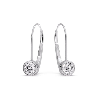 Lever Back Bezel Set Round Diamond Earrings Fascinating Diamonds