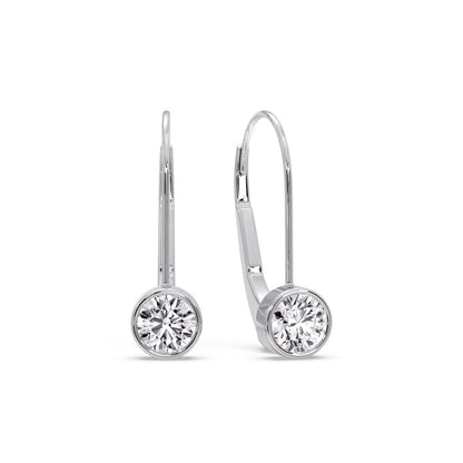 Lever Back Bezel Set Round Diamond Earrings Fascinating Diamonds