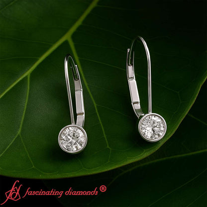 Lever Back Bezel Set Round Diamond Earrings Fascinating Diamonds