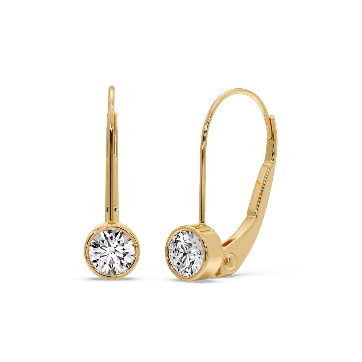 Lever Back Bezel Set Round Diamond Earrings Fascinating Diamonds