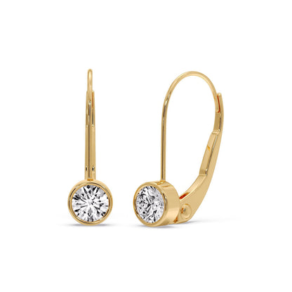 Lever Back Bezel Set Round Diamond Earrings Fascinating Diamonds