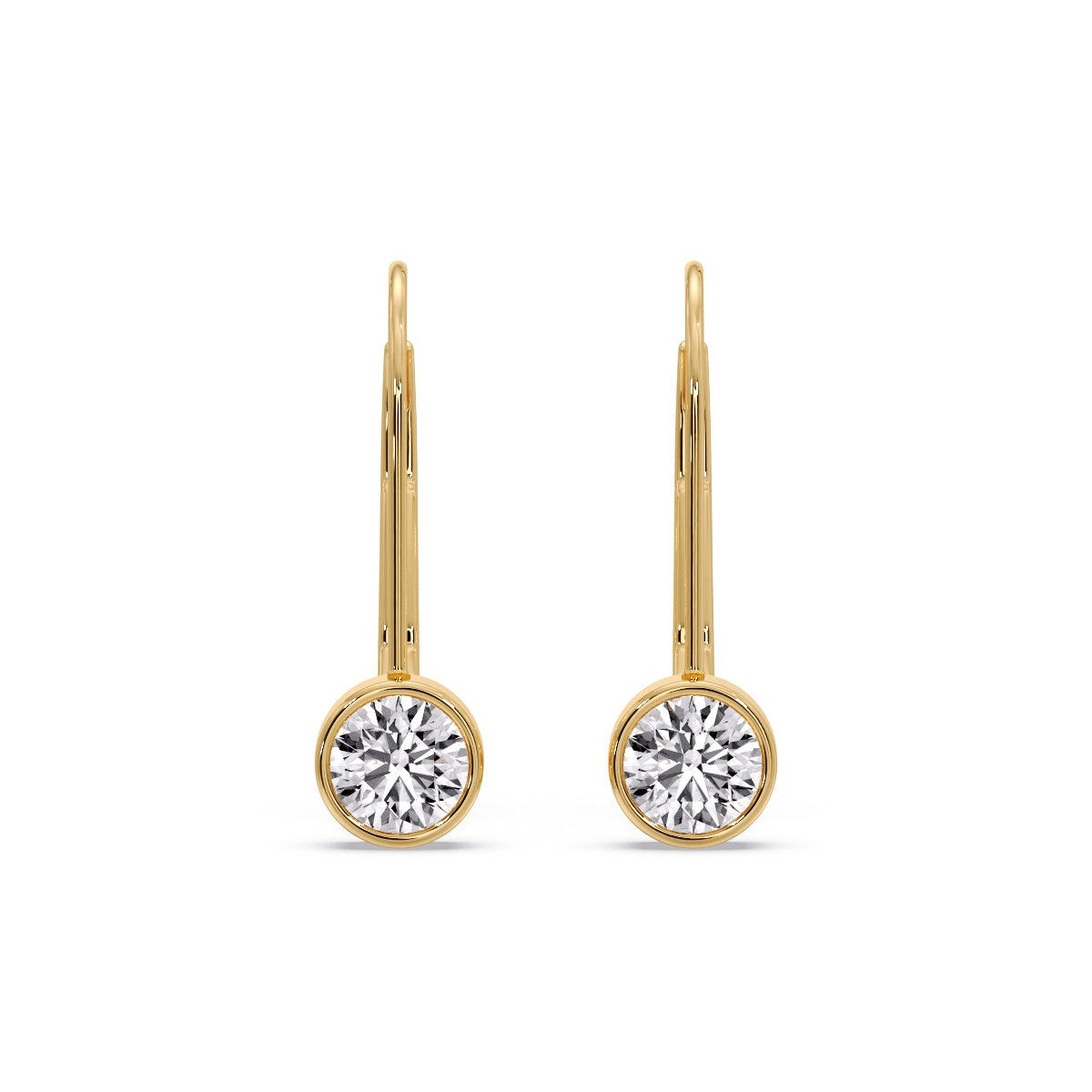 Lever Back Bezel Set Round Diamond Earrings Fascinating Diamonds