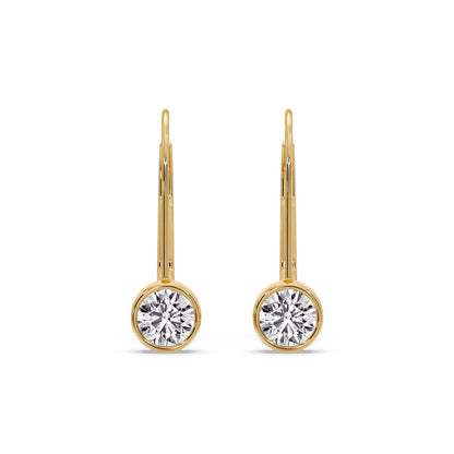 Lever Back Bezel Set Round Diamond Earrings Fascinating Diamonds