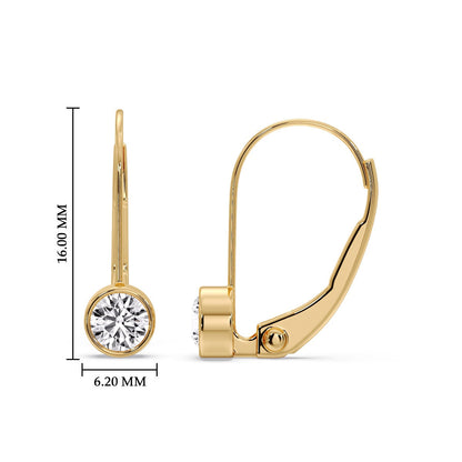 Lever Back Bezel Set Round Diamond Earrings Fascinating Diamonds