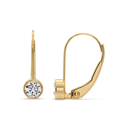 Lever Back Bezel Set Round Diamond Earrings Fascinating Diamonds