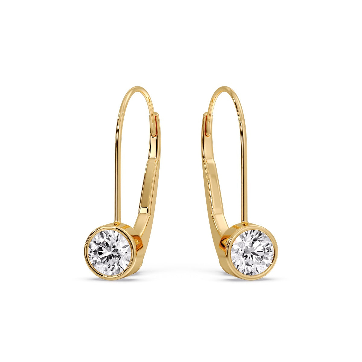 Lever Back Bezel Set Round Diamond Earrings Fascinating Diamonds