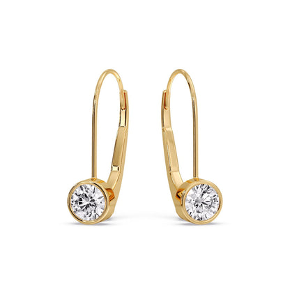 Lever Back Bezel Set Round Diamond Earrings Fascinating Diamonds