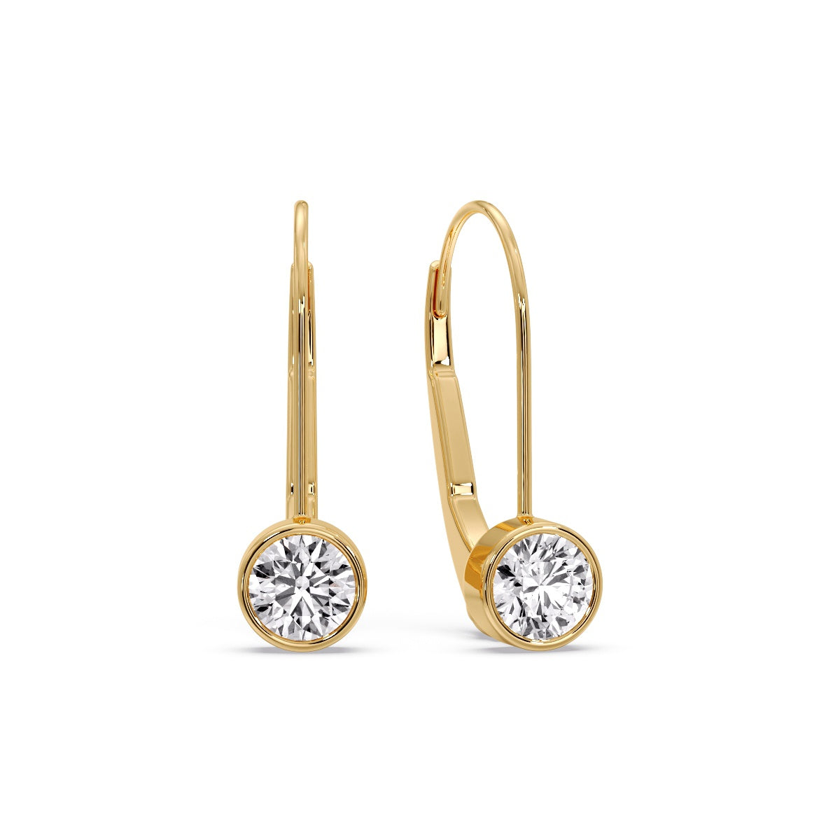 Lever Back Bezel Set Round Diamond Earrings Fascinating Diamonds