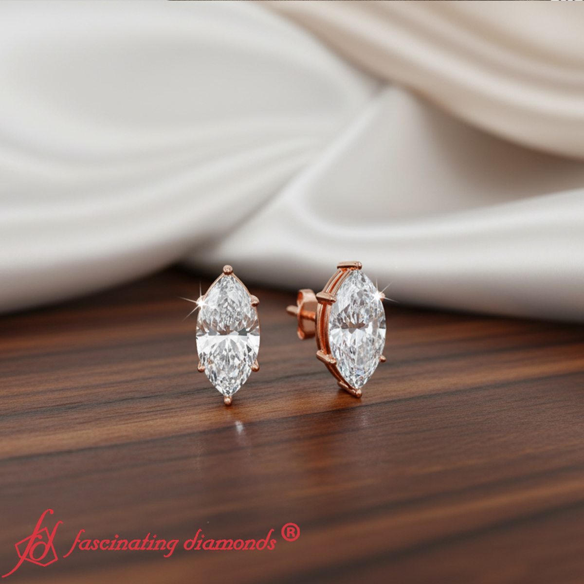 Marquise Diamond 6 Prong Stud Earrings Fascinating Diamonds