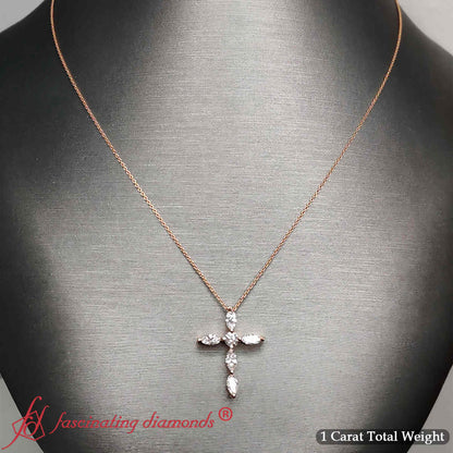 1 Ct. Marquise Diamond Cross Pendant Fascinating Diamonds
