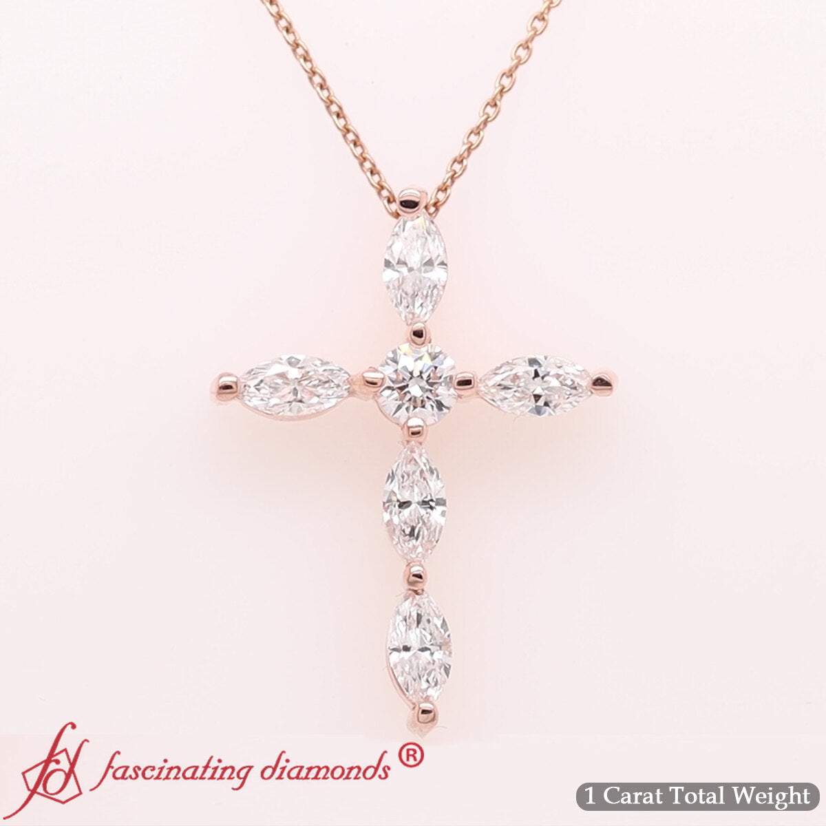1 Ct. Marquise Diamond Cross Pendant Fascinating Diamonds