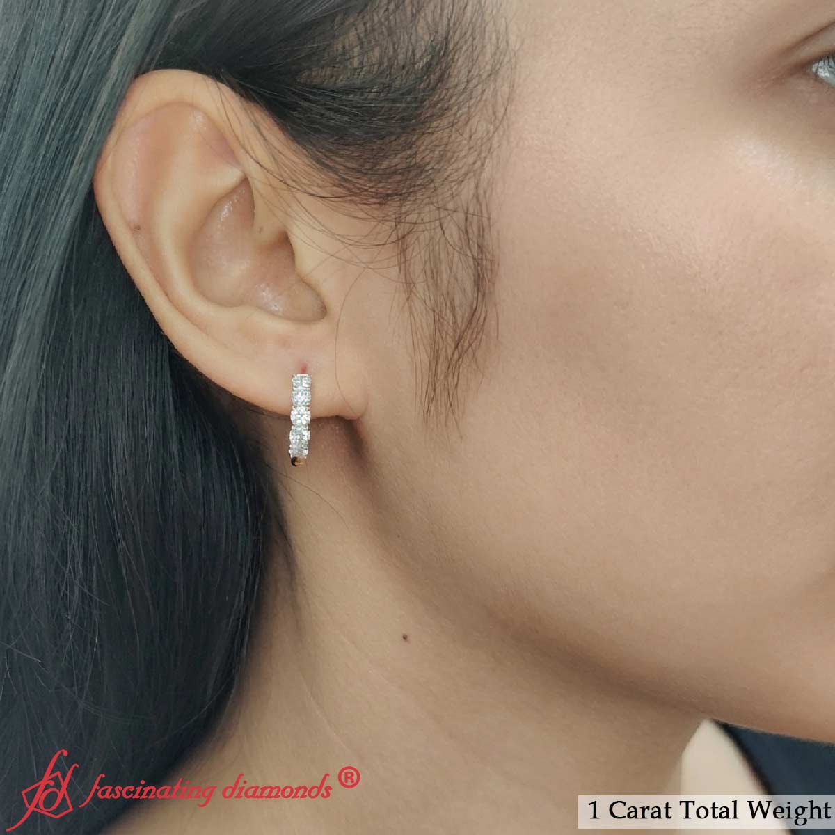 1 Carat Sparkle Five Stone Hoop Earrings Fascinating Diamonds