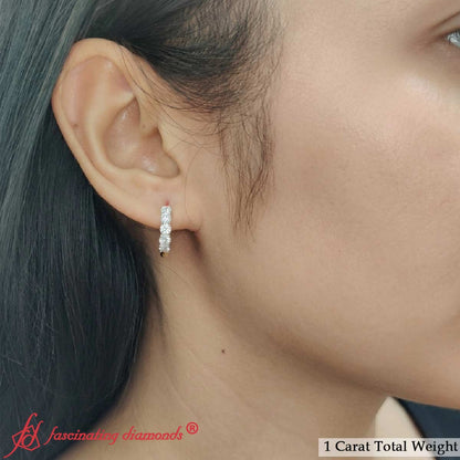 1 Carat Sparkle Five Stone Hoop Earrings Fascinating Diamonds